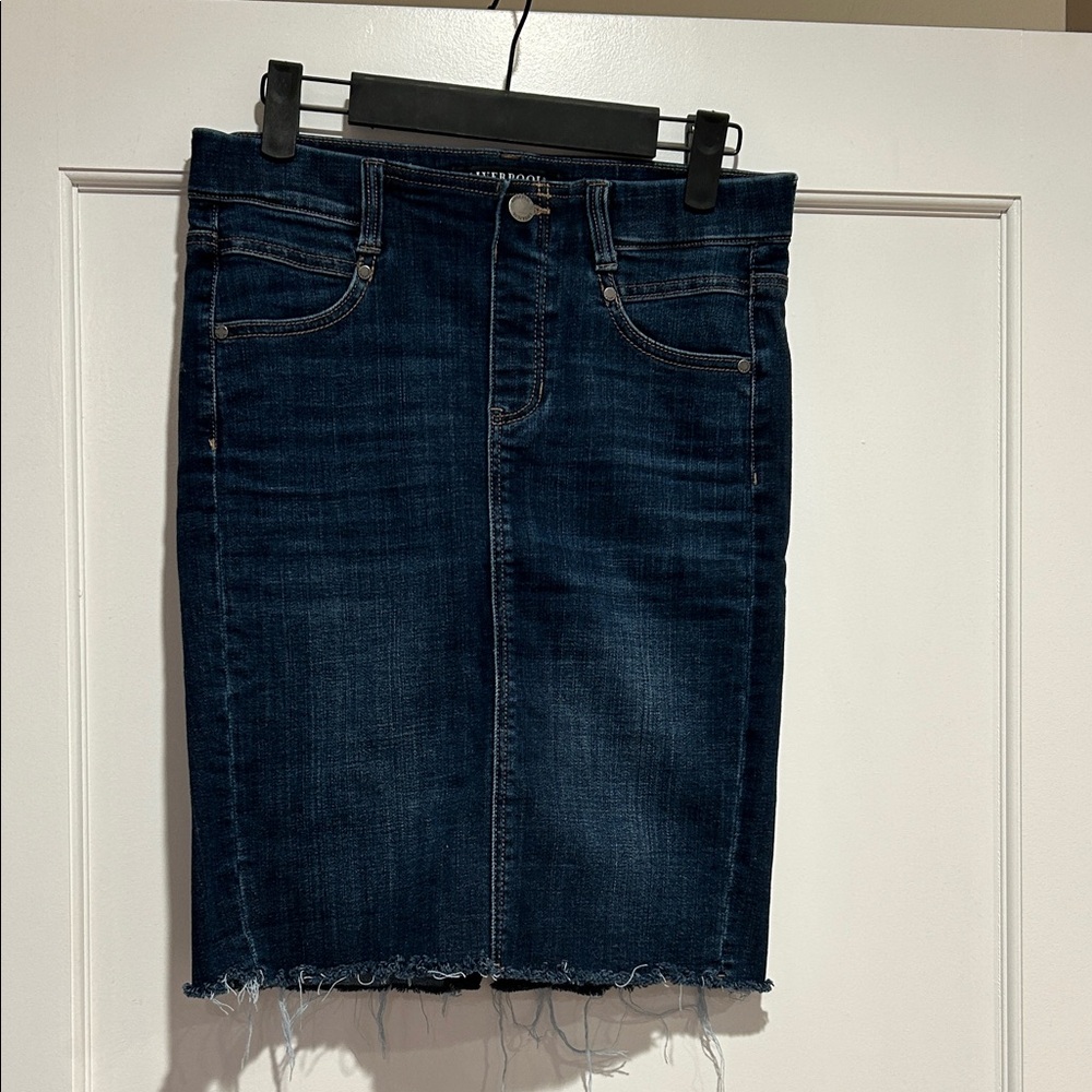 Liverpool Dark Blue High-Rise Denim Pencil Skirt